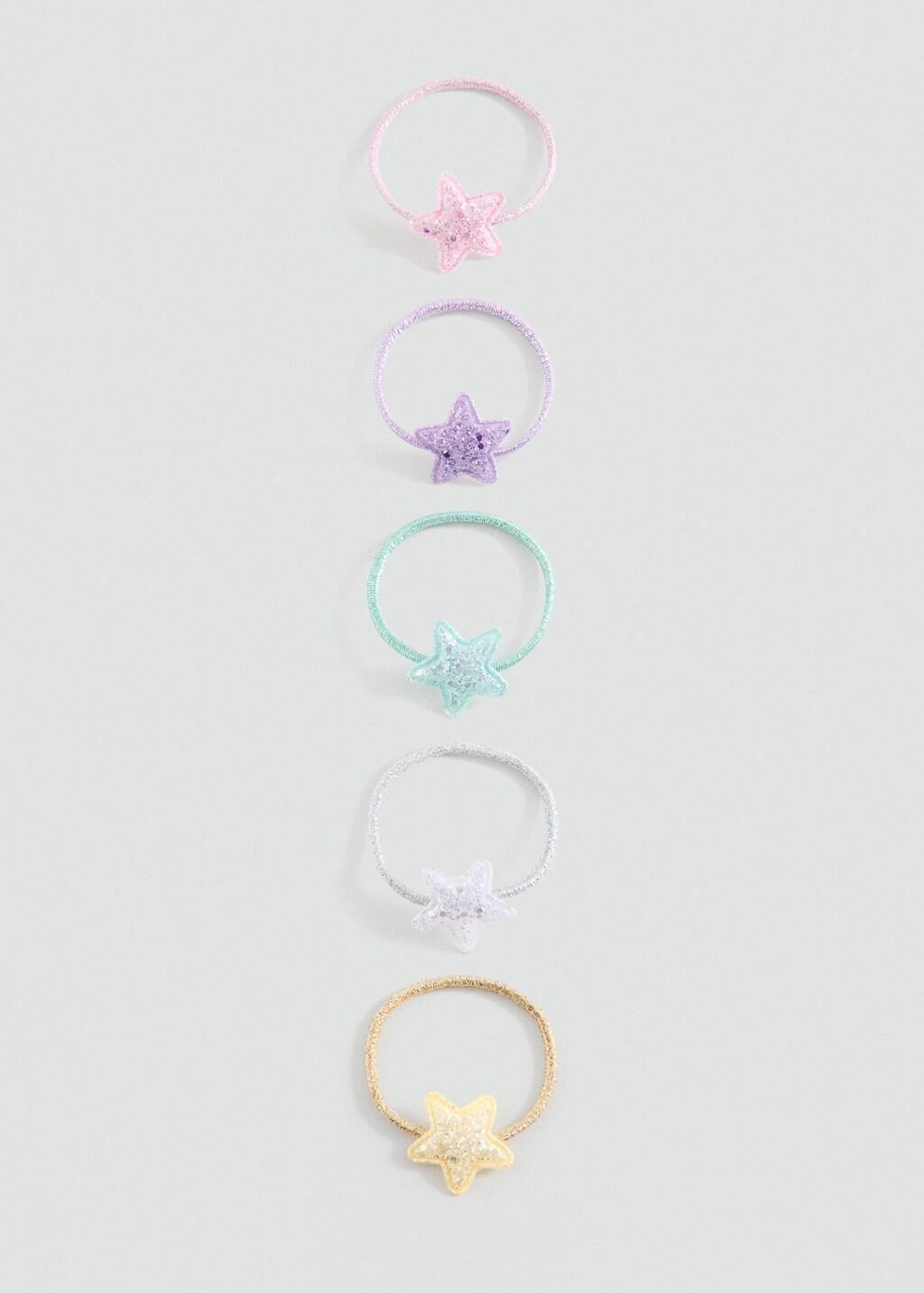 Pink Pack Of 5 Hair Bands, Kids Girls, Pink, large image number 2