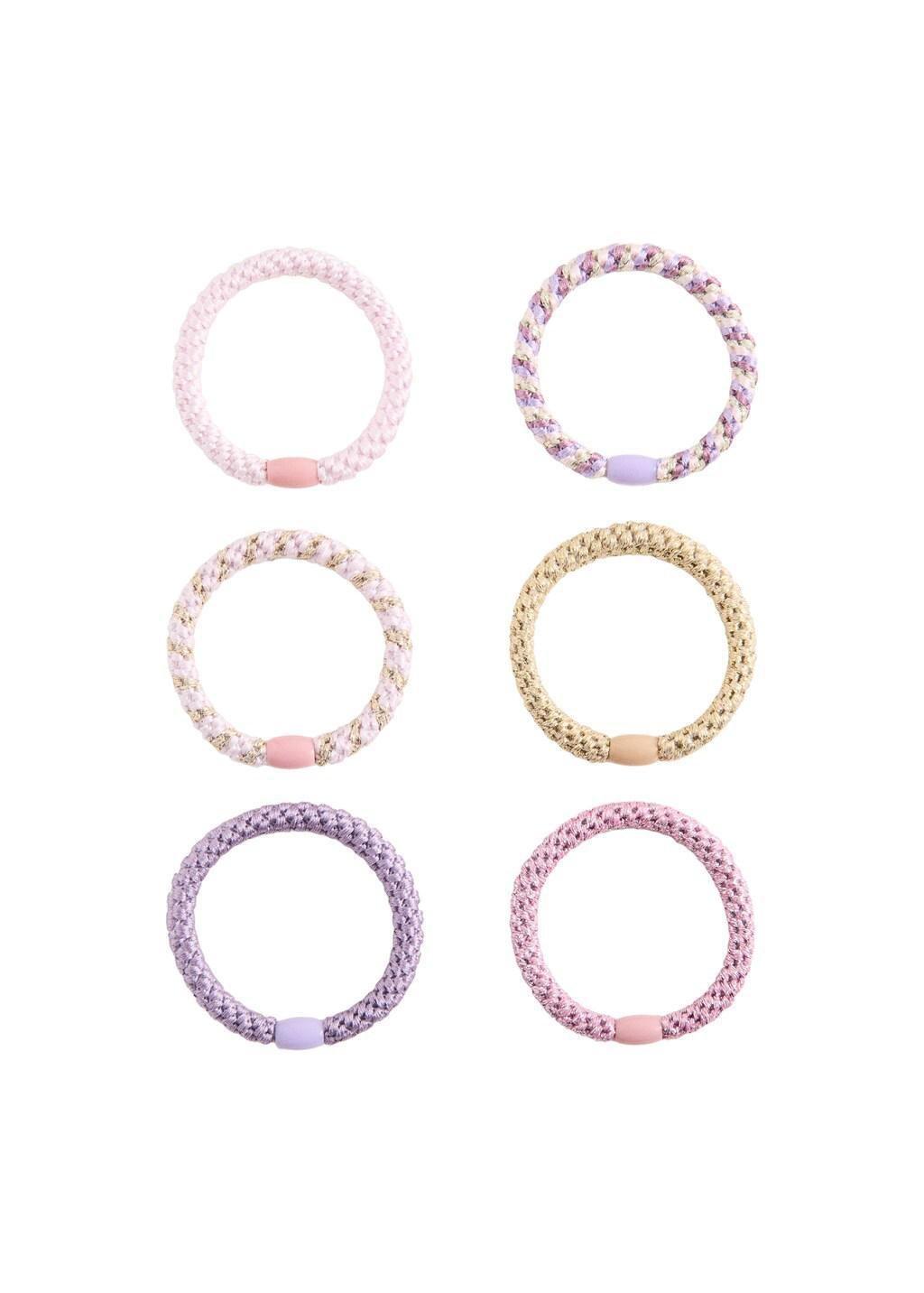 LT-PASTEL PINK Pack 6 hair ties, Kids Girl, Light-Pastel Pink, medium