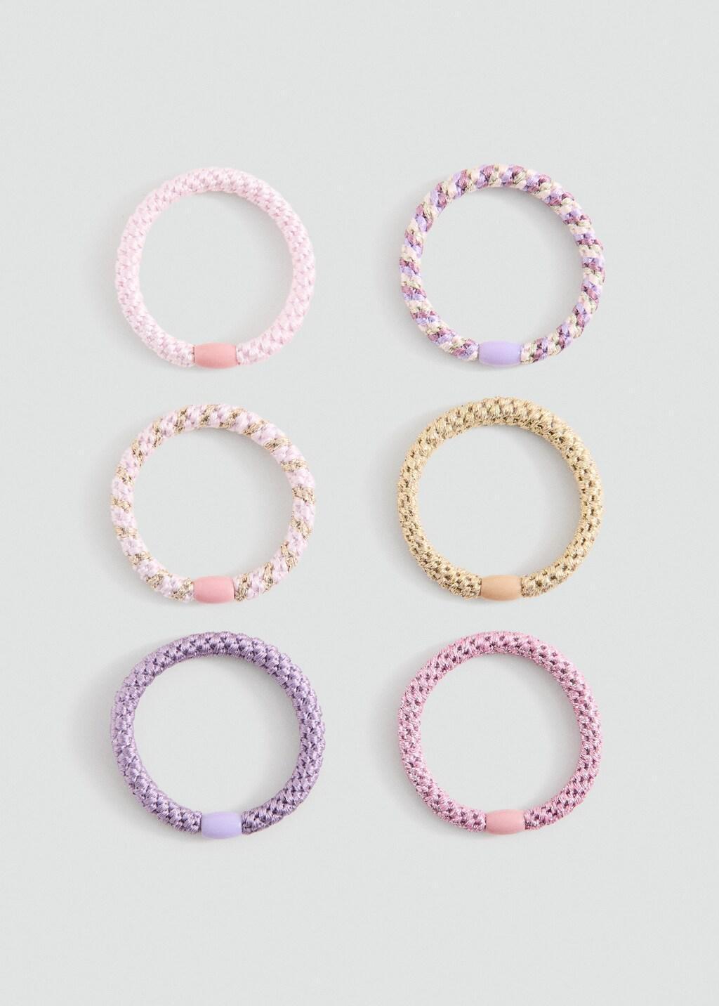 LT-PASTEL PINK Pack 6 hair ties, Kids Girl, Light-Pastel Pink, large image number 2