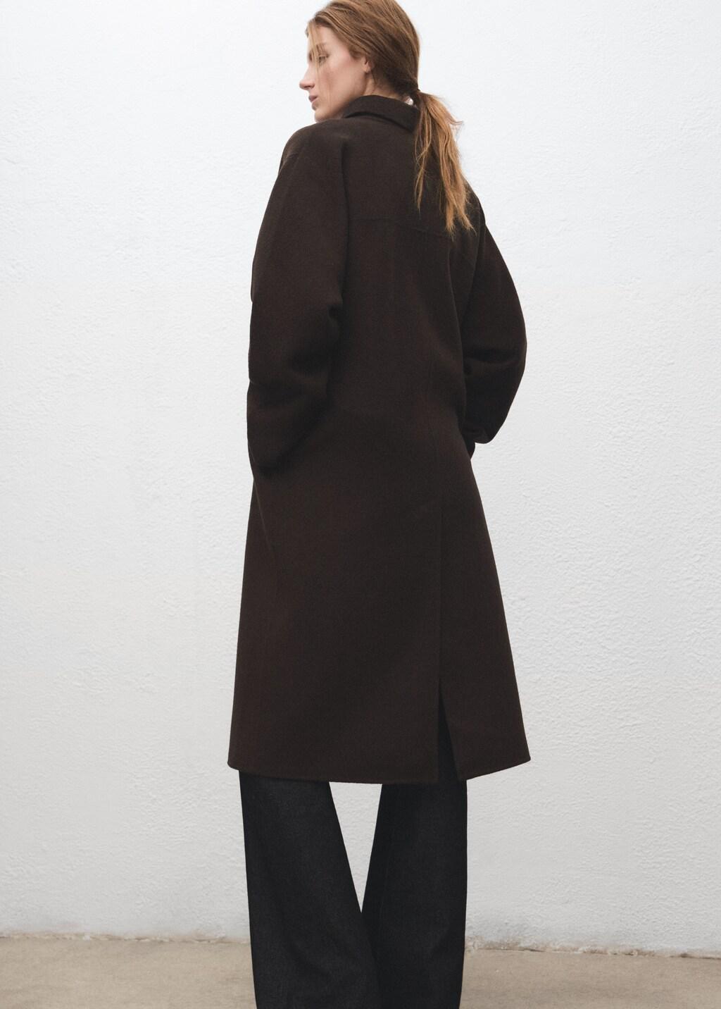 Brown Handmade Oversized Wool Coat, Dark Brown, large image number 2