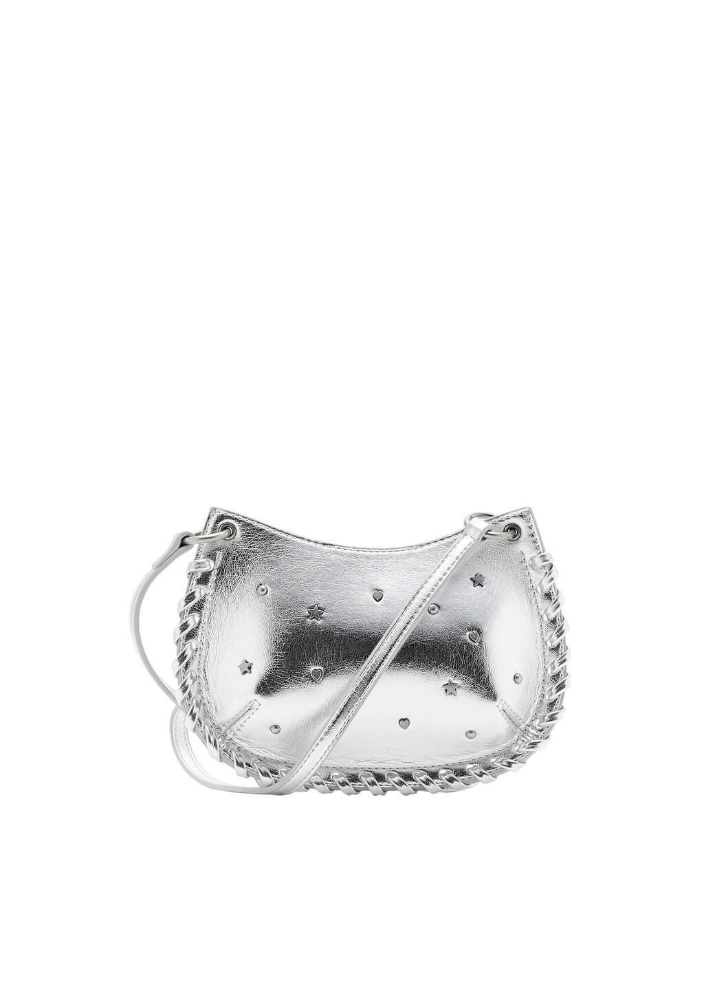 Silver Mini-Bag With Star Studs, Kids Girls, Silver, large image number 3