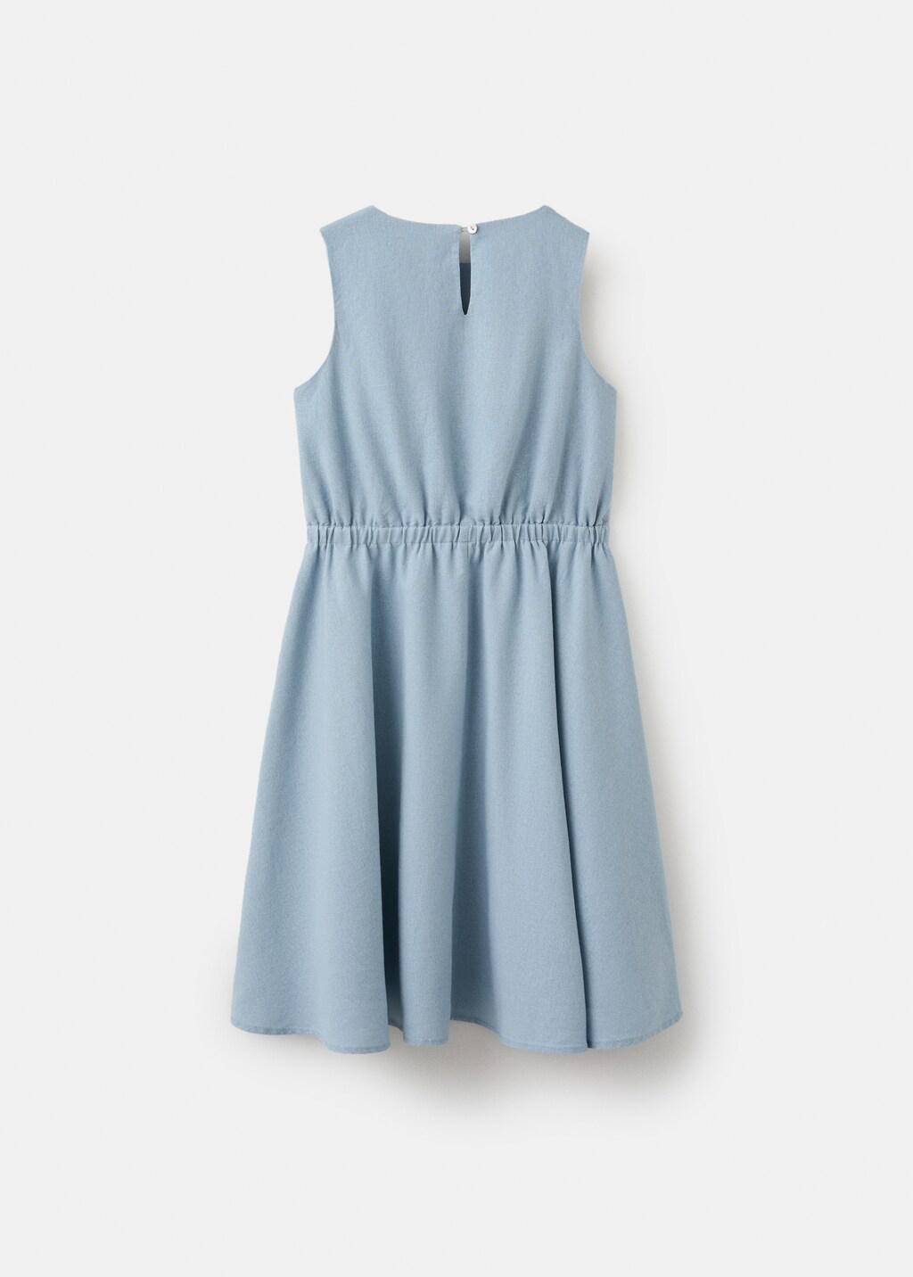 Blue Linen-Blend Midi Dress, Kids Girls, Medium Blue, medium