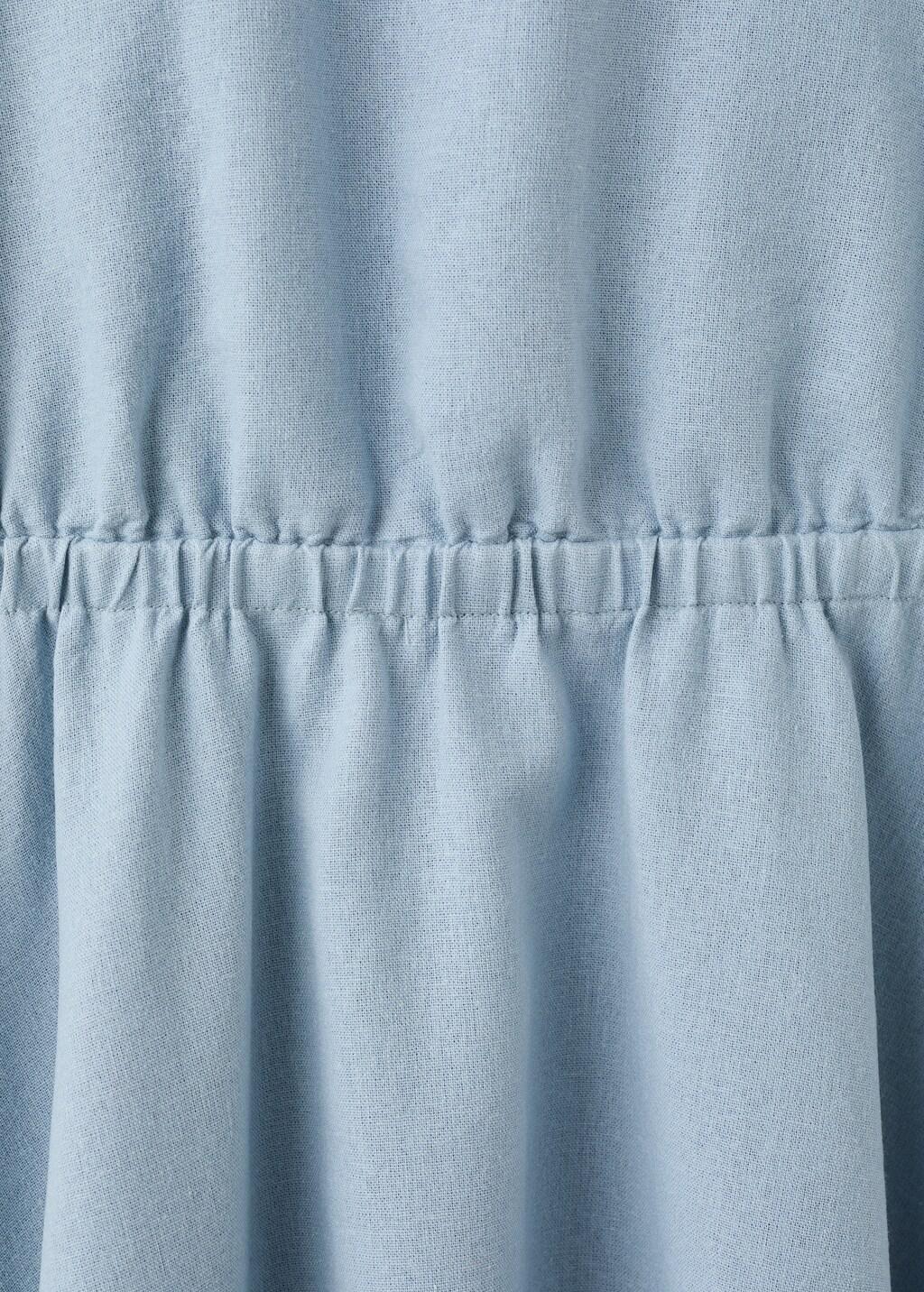 Blue Linen-Blend Midi Dress, Kids Girls, Medium Blue, large image number 4