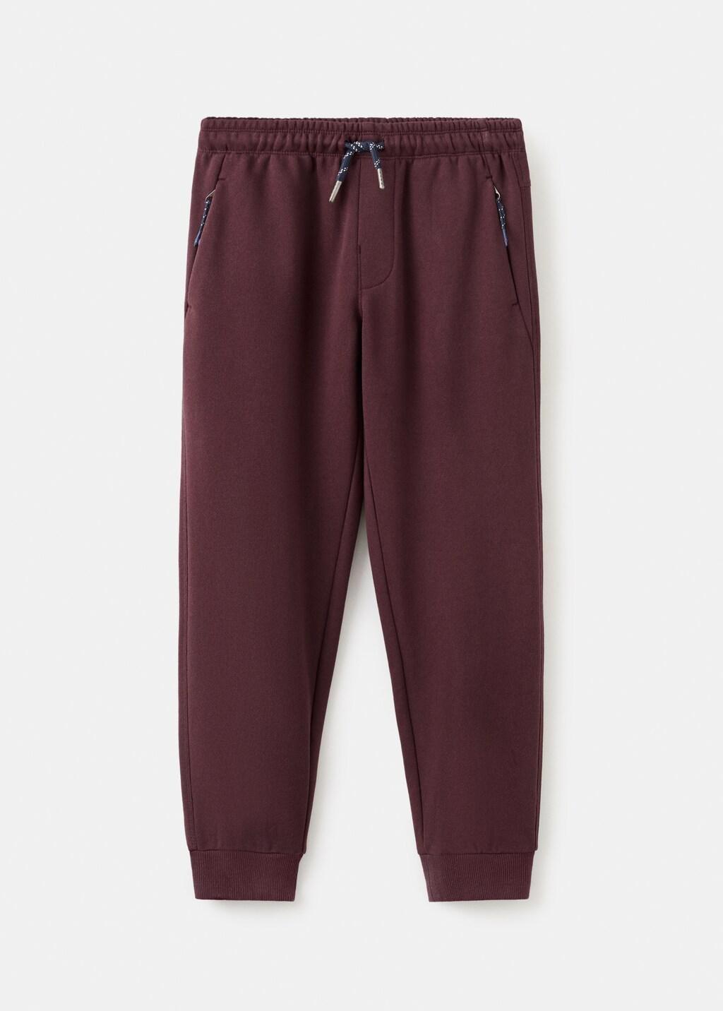 Red Drawstring Jogger Trousers, Kids Boys, Dark Red, large image number 0