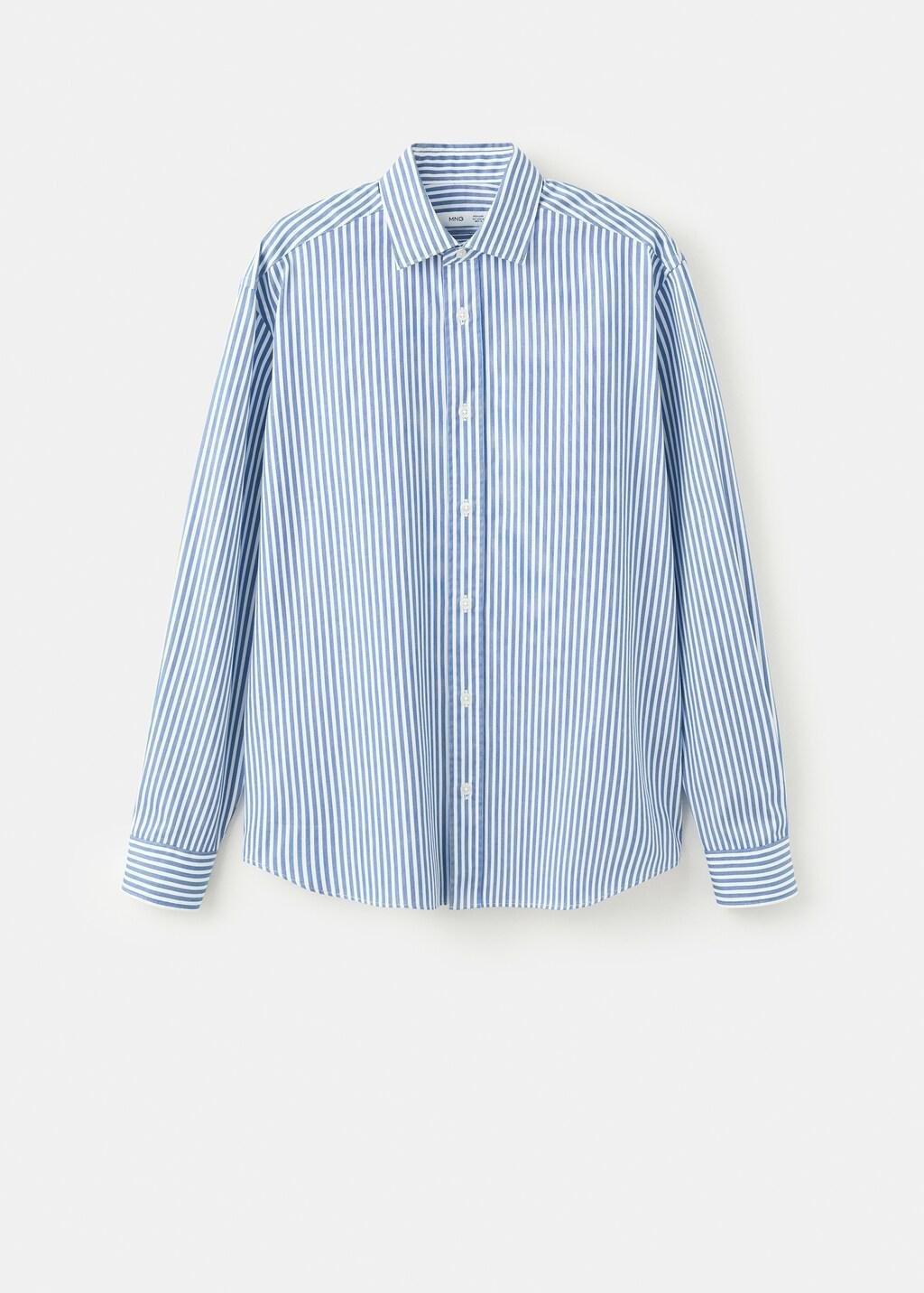 Blue Regular Fit Striped Cotton Shirt, Medium Blue, large image number 7