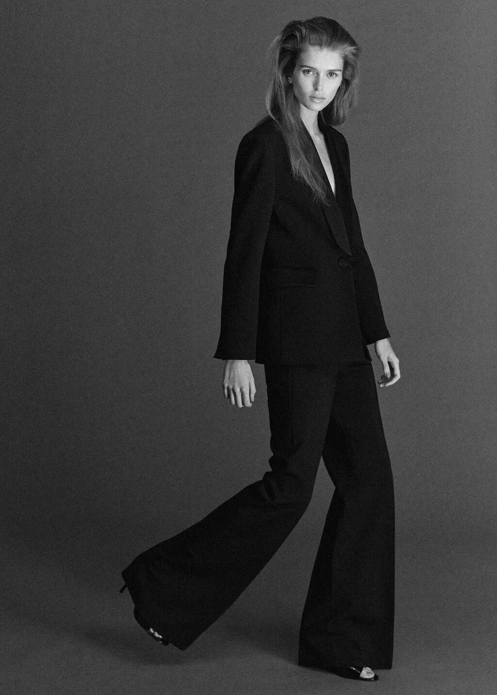 Black High-Waisted Flared Trousers, Black, large image number 0