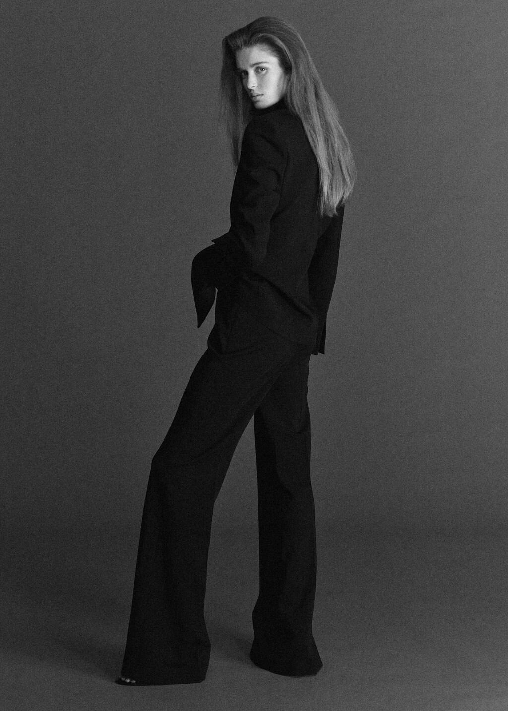 Black High-Waisted Flared Trousers, Black, medium