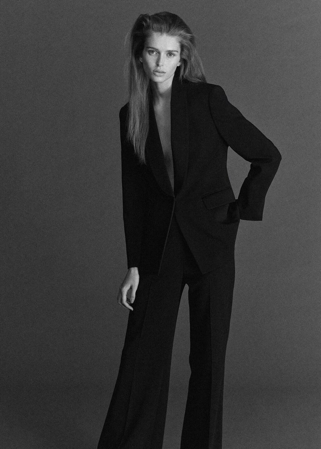 Black High-Waisted Flared Trousers, Black, large image number 3