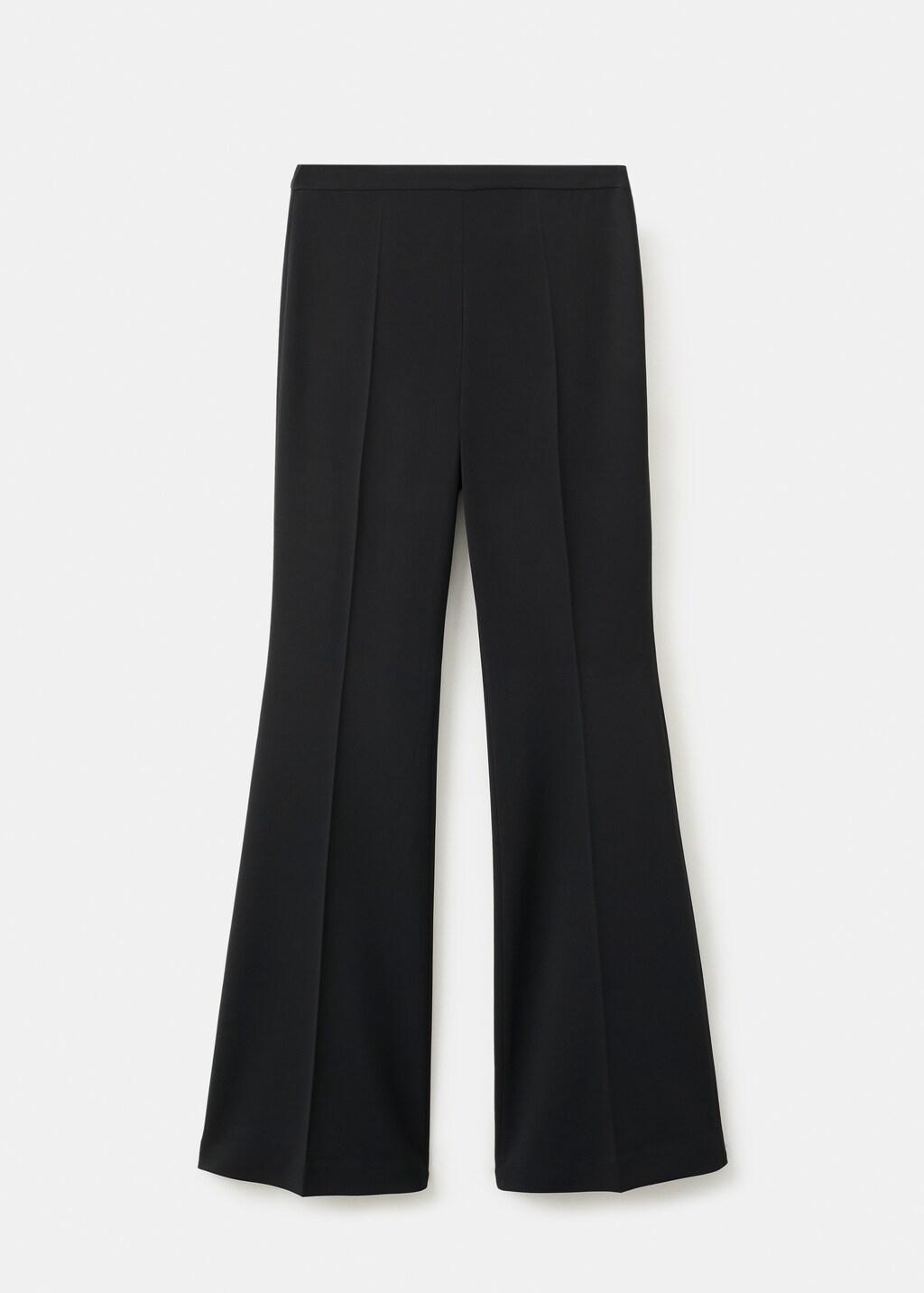 Black High-Waisted Flared Trousers, Black, large image number 6