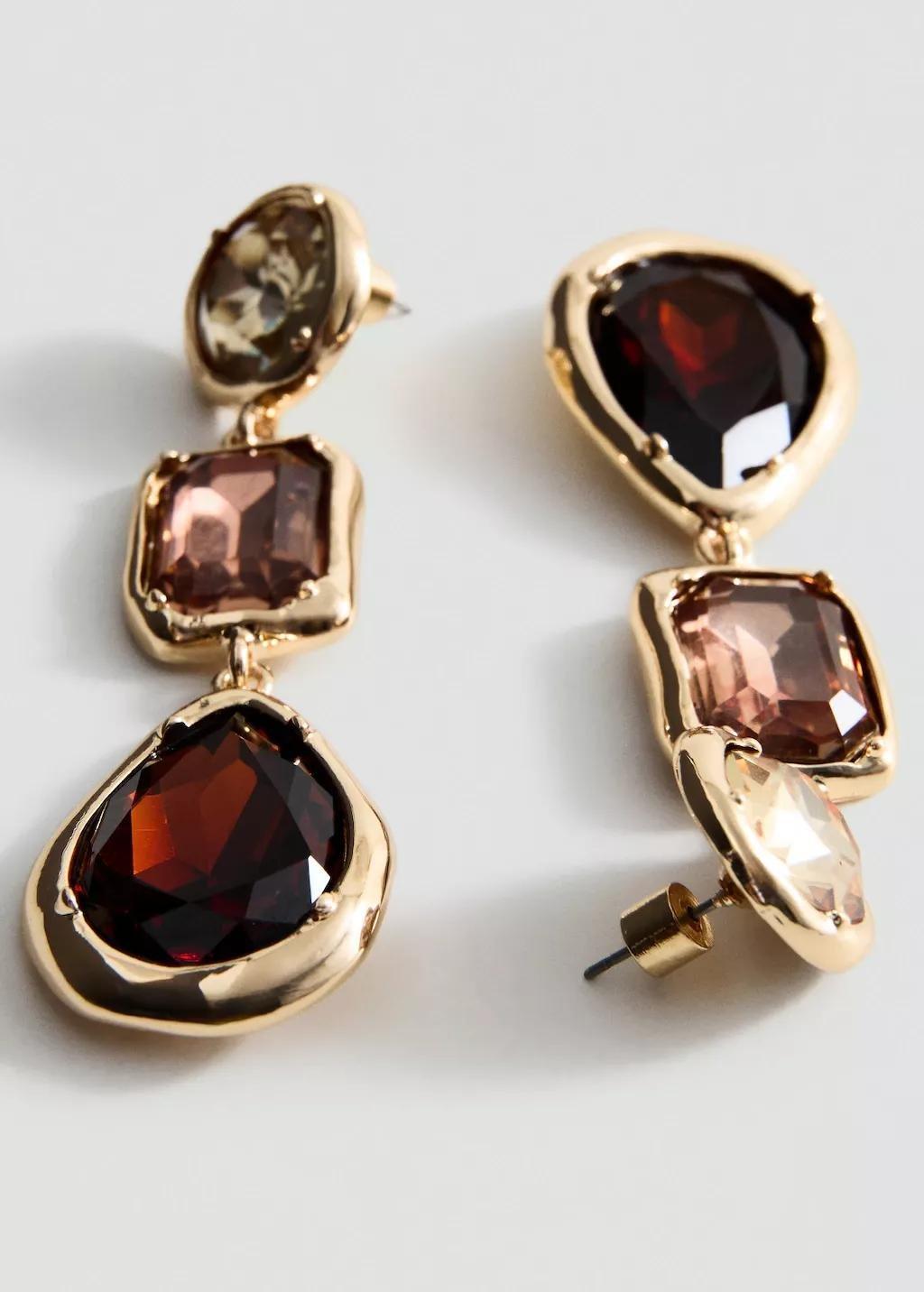 Gold Combined Long Earrings, 0201_OR, large image number 2