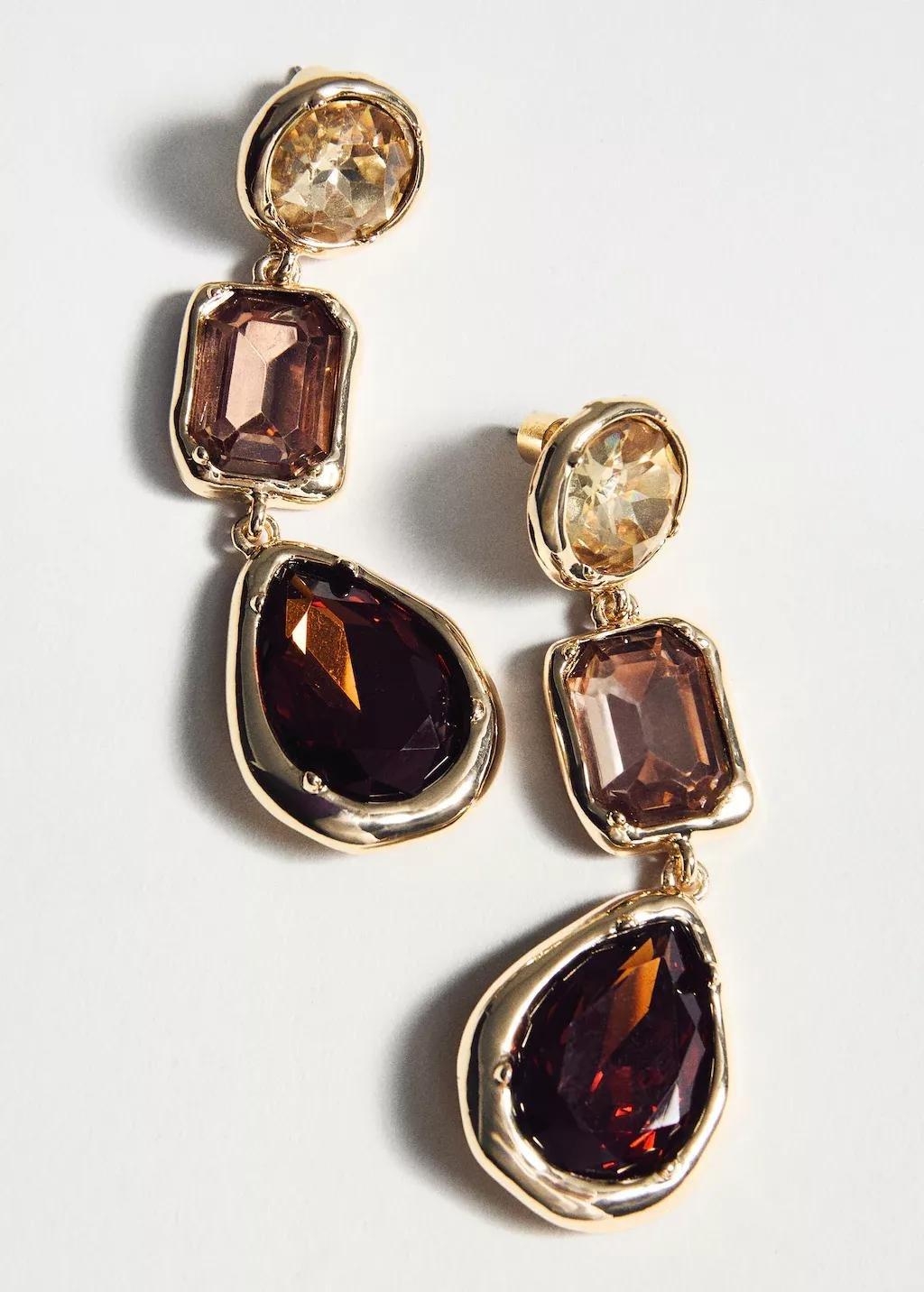 Gold Combined Long Earrings, 0201_OR, large image number 3