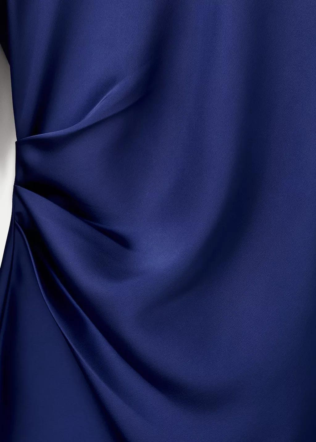 Blue Satin High-Neck Dress, Medium Blue, large image number 4