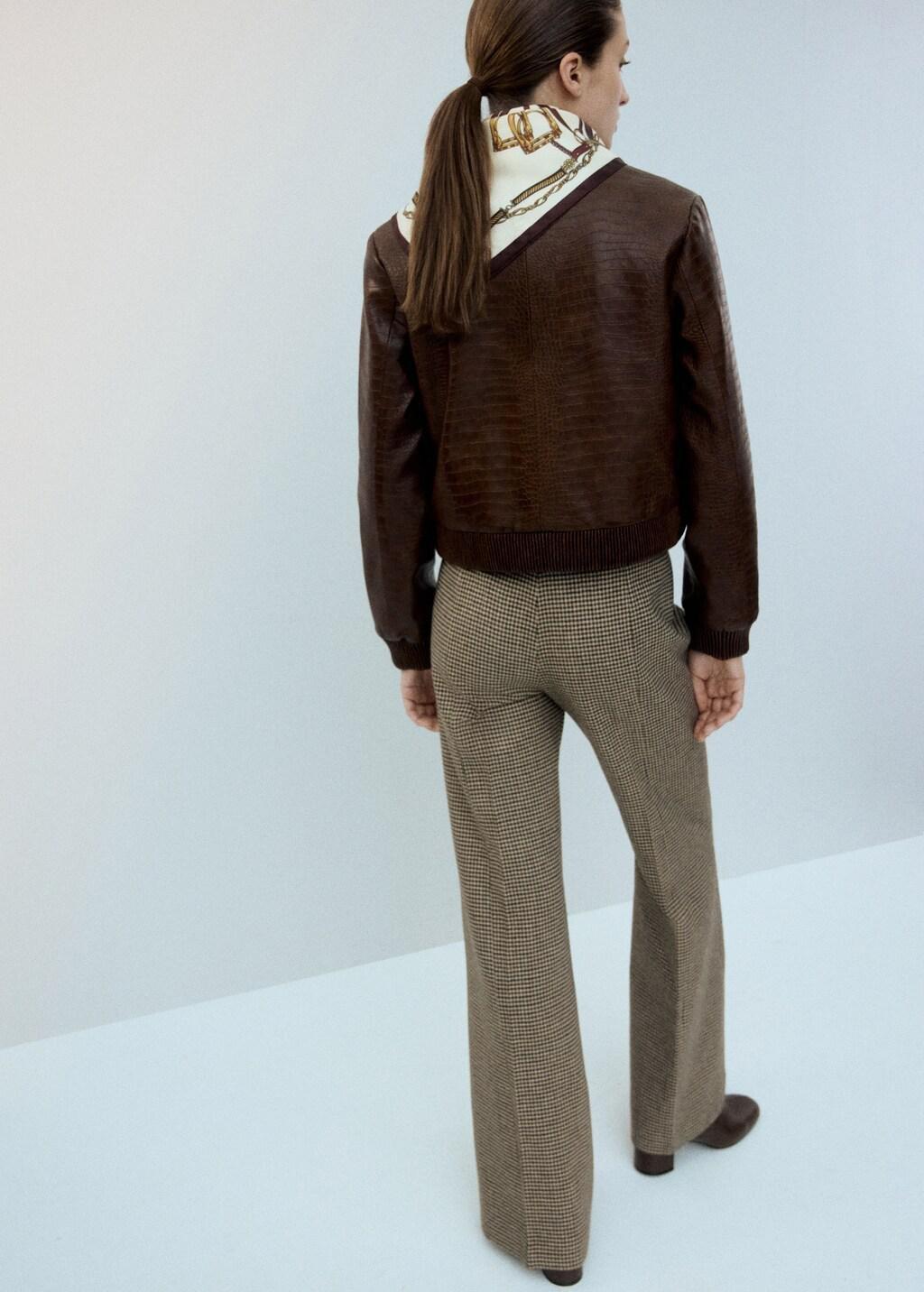 Brown Croc-Effect Bomber Jacket, Brown, large image number 2