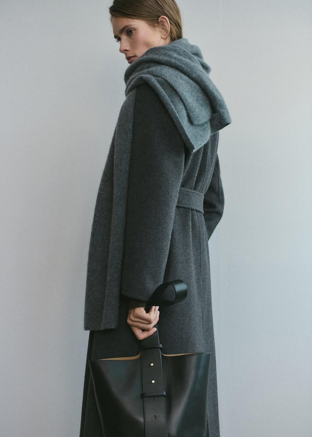 Grey Handmade Wool Coat With Belt, 0201_92, large image number 2