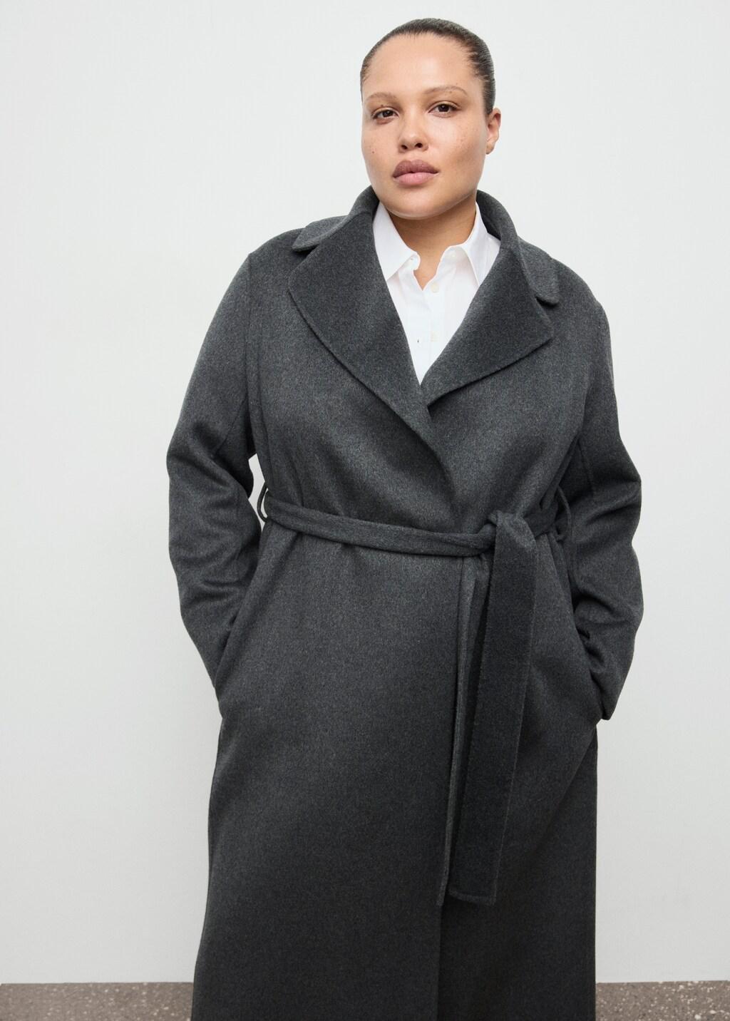 Grey Handmade Wool Coat With Belt, 0201_92, large image number 6