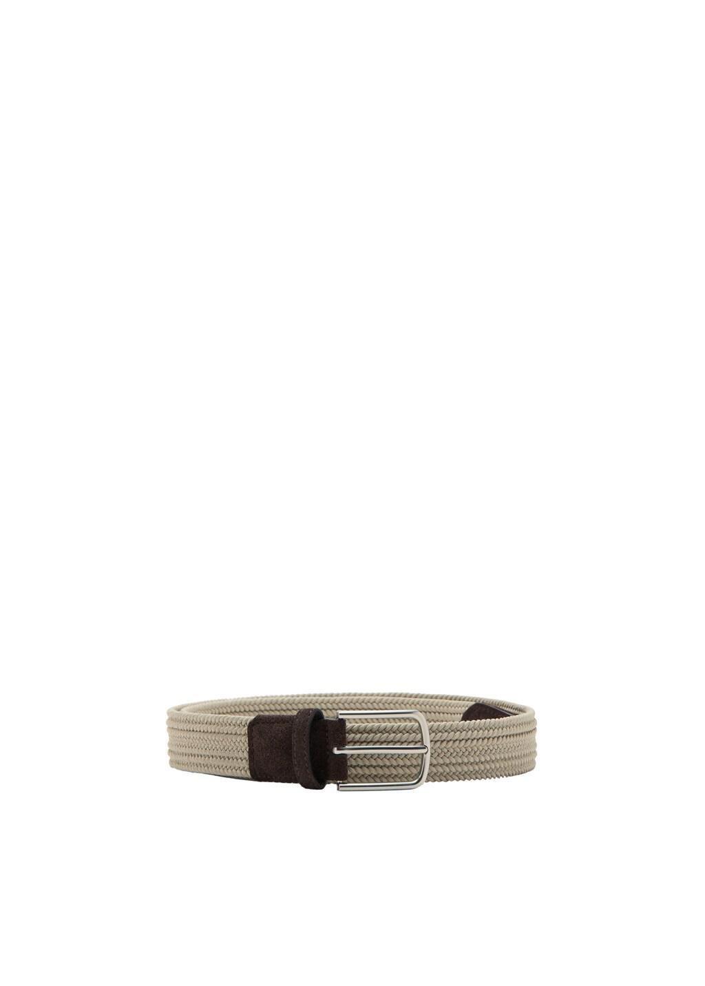 Beige Braided Elastic Belt, Light Beige, large image number 2