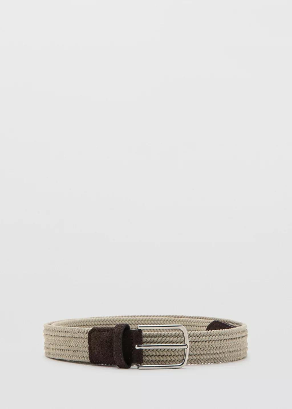 Beige Braided Elastic Belt, Light Beige, large image number 3