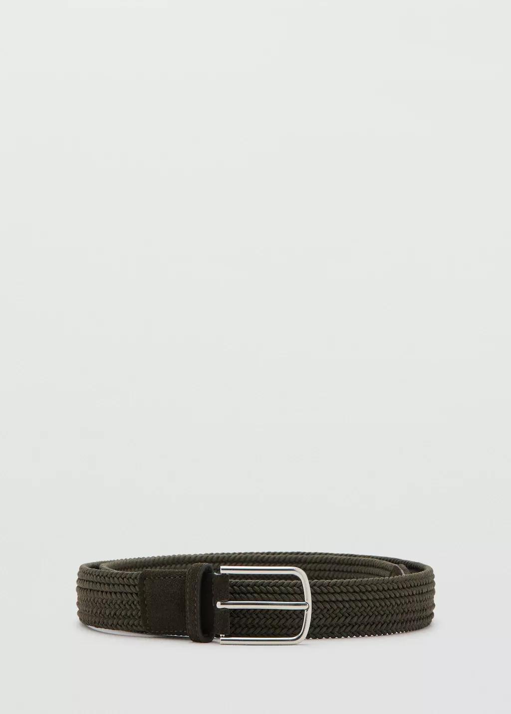 Khaki Braided Elastic Belt, Beige - Khaki, large image number 3