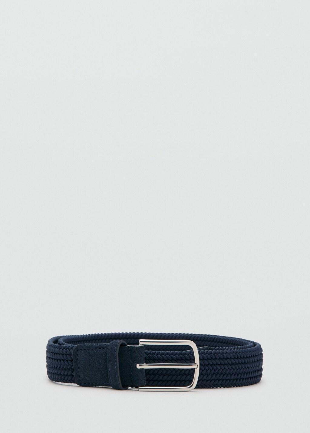 Navy Braided Elastic Belt, Navy, large image number 3