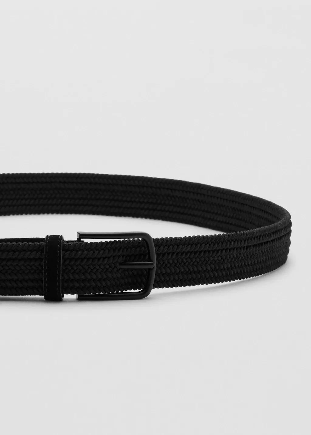 Black Braided Elastic Belt, Black, large image number 1