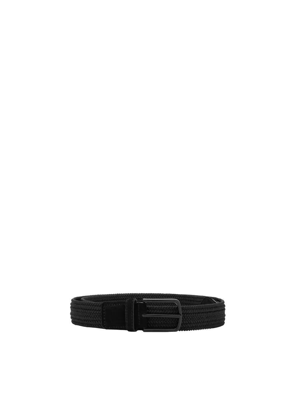 Black Braided Elastic Belt, Black, large image number 2