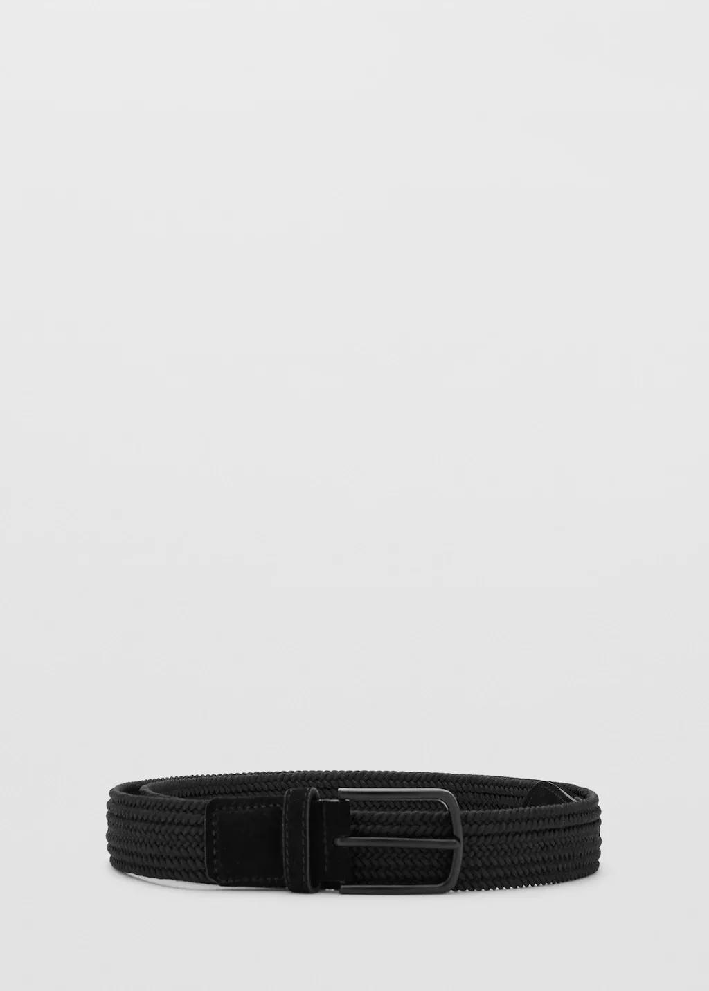 Black Braided Elastic Belt, Black, large image number 3