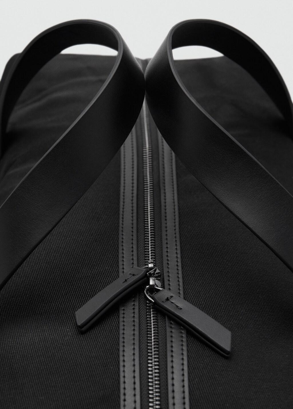 Black Combined Leather Bowling Handbag, Black, large image number 1