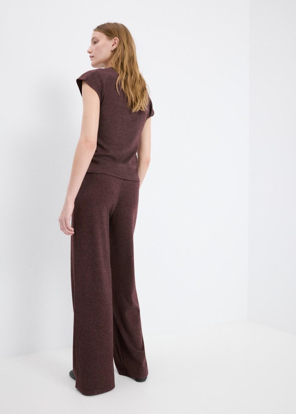 Red Knitted Trousers With Elastic Waistband, 0201_78, large image number 2