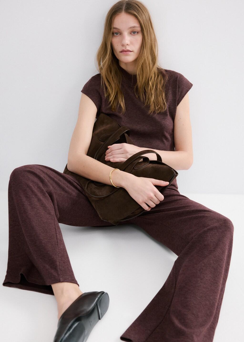 Red Knitted Trousers With Elastic Waistband, 0201_78, large image number 7