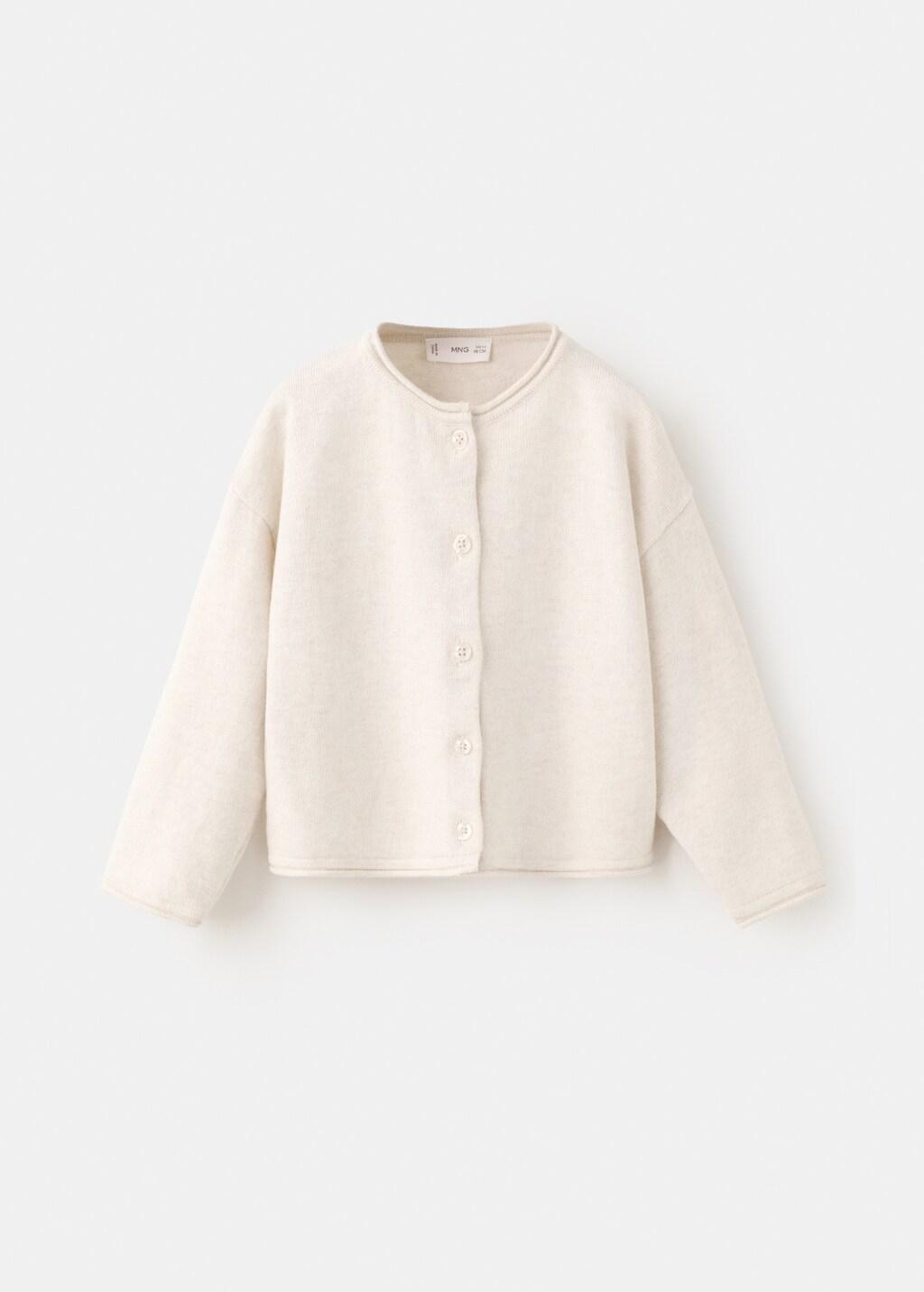 Beige Knitted Button Cardigan, Baby Girls, Light Beige, large image number 6