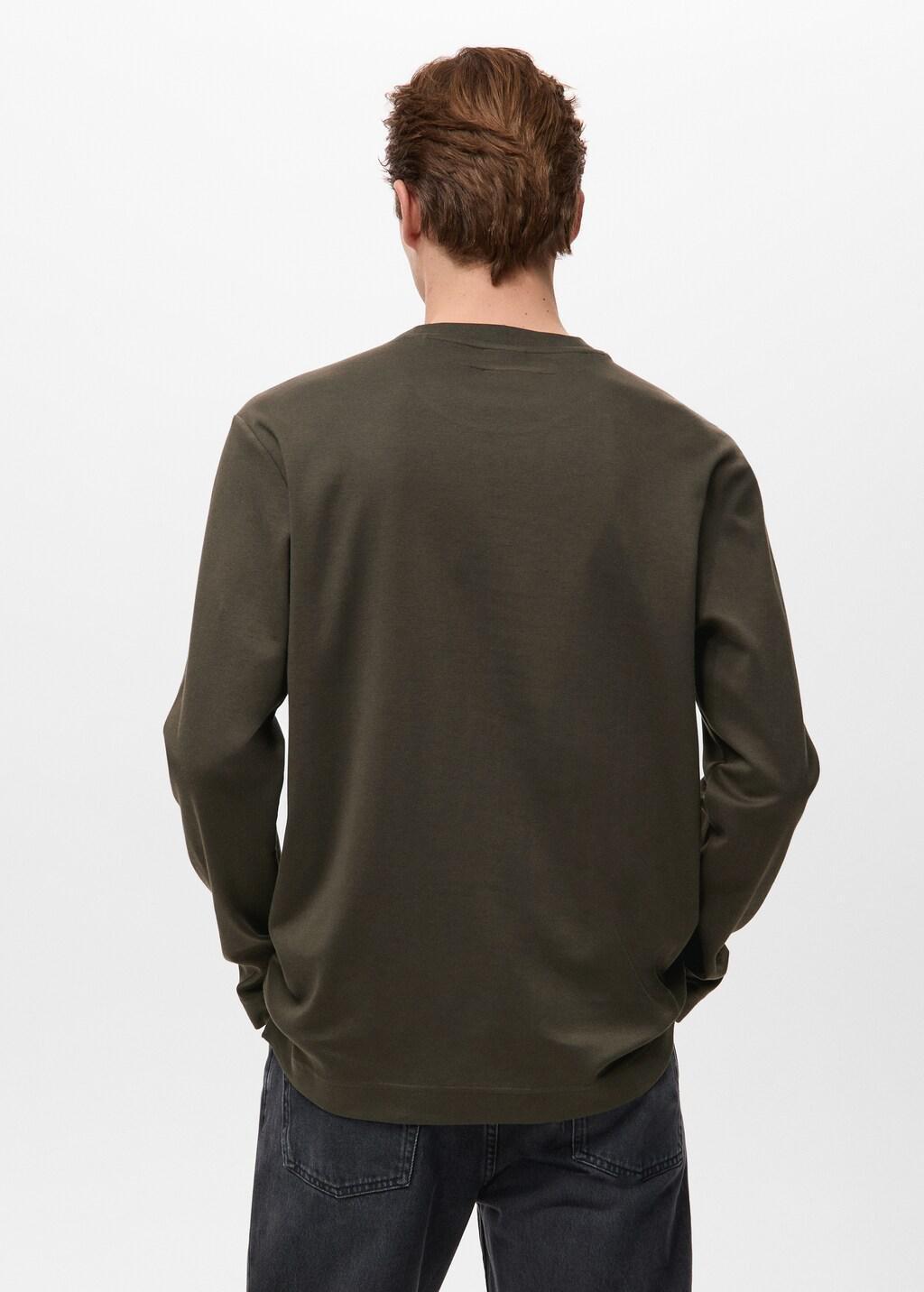 Brown Long Sleeve Regular Fit T-Shirt, Dark Brown, large image number 2