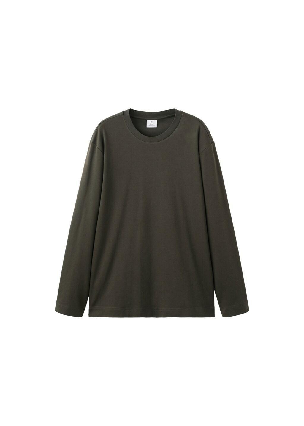 Brown Long Sleeve Regular Fit T-Shirt, Dark Brown, large image number 6