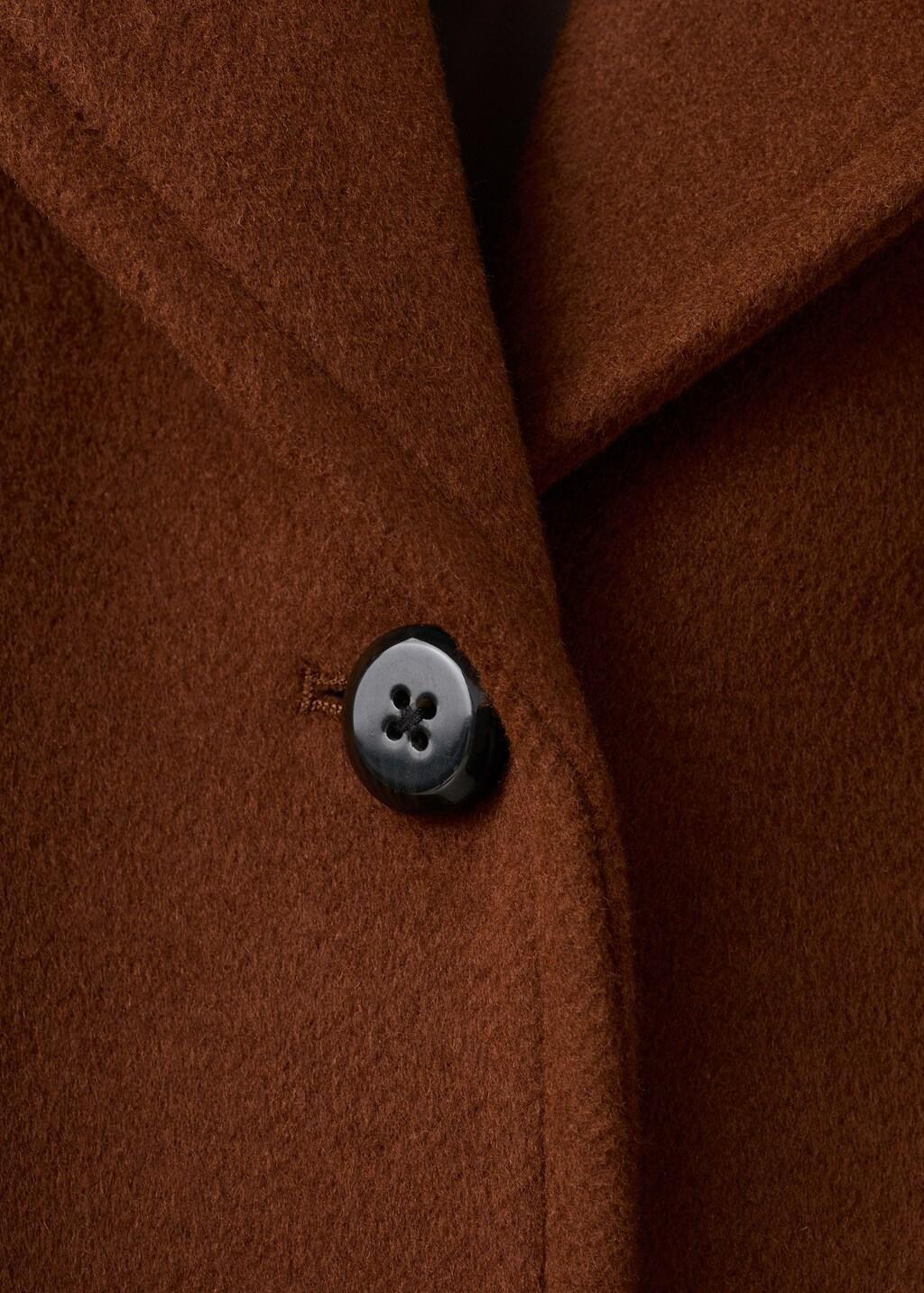 Brown Wool-Blend Midi-Coat With Buttons, Medium Brown, large image number 1