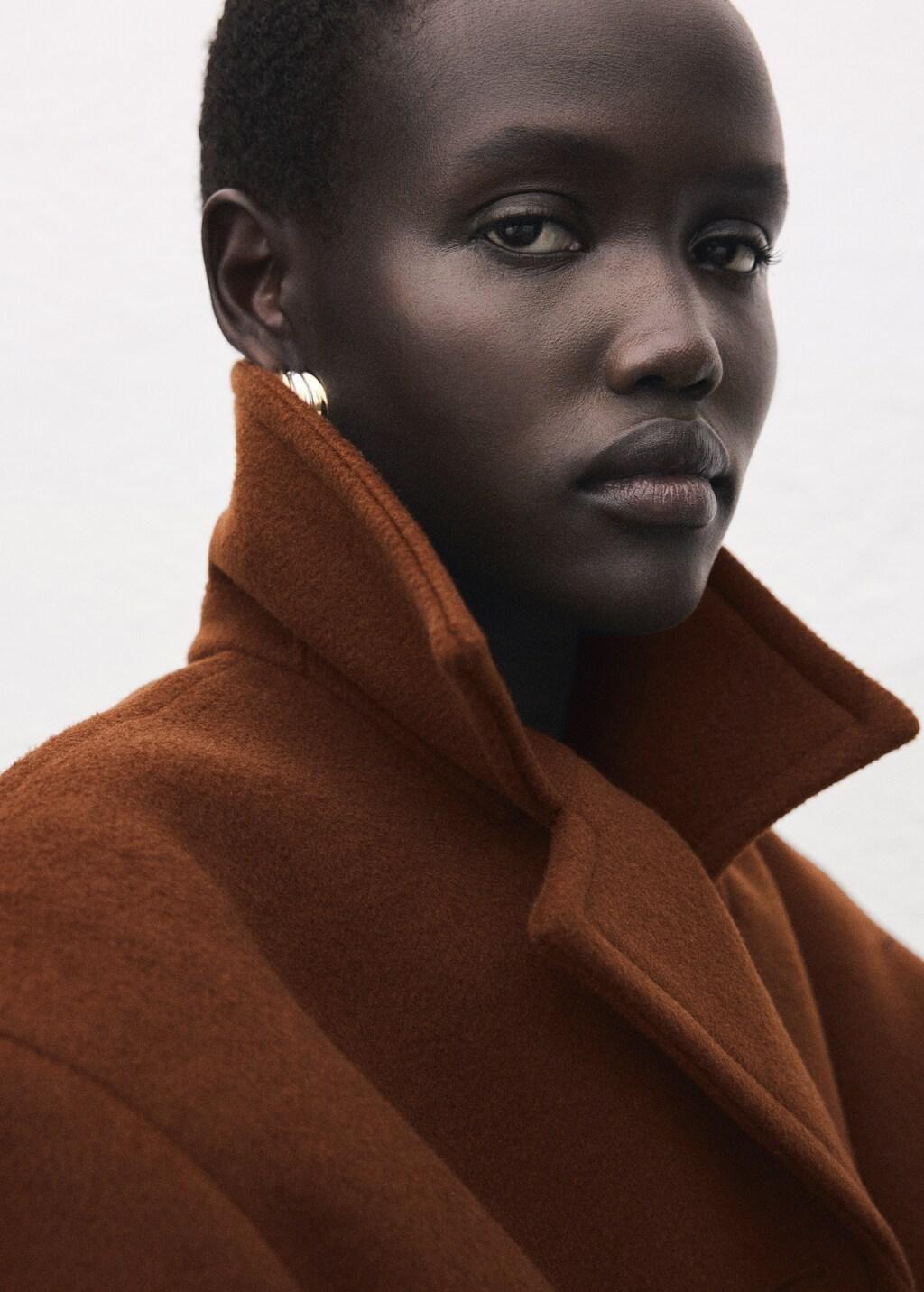 Brown Wool-Blend Midi-Coat With Buttons, Medium Brown, large image number 4