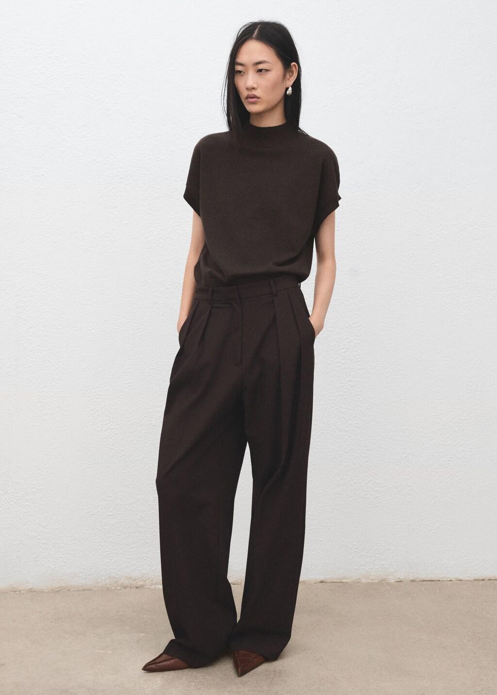 Brown Short-Sleeved Lurex Sweater, 0201_32, large image number 0