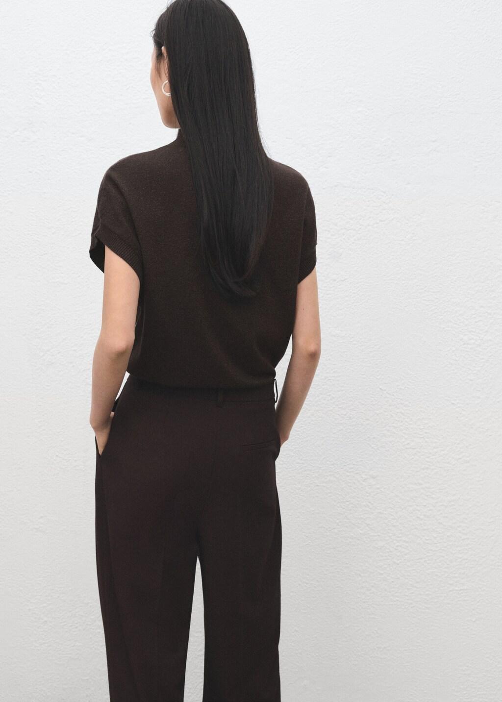 Brown Short-Sleeved Lurex Sweater, 0201_32, large image number 2
