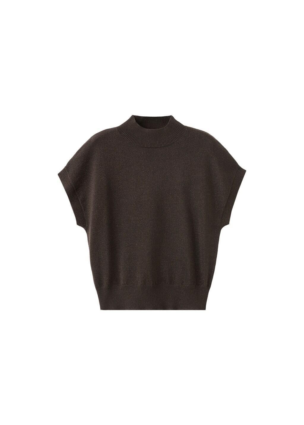 Brown Short-Sleeved Lurex Sweater, 0201_32, large image number 6