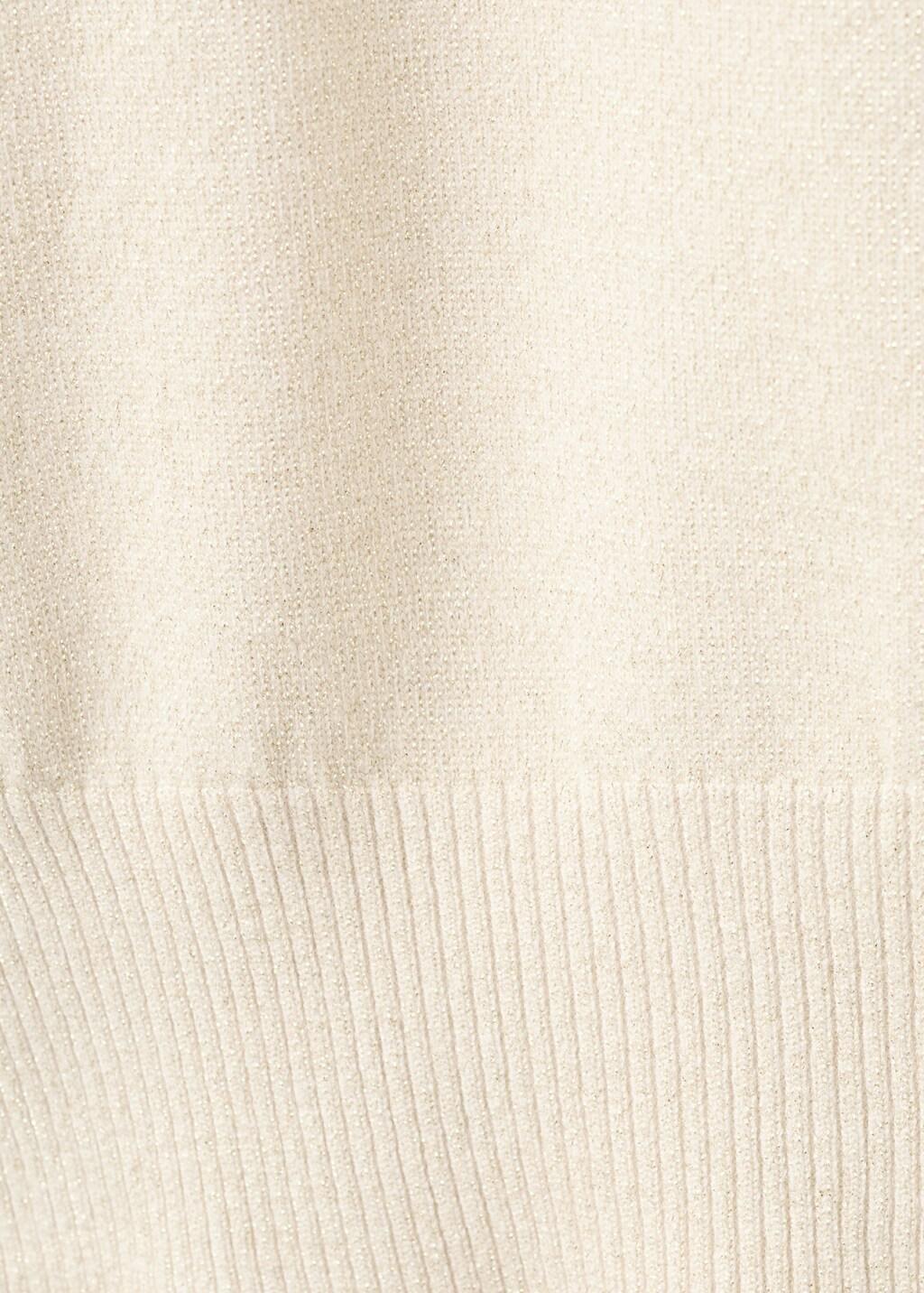 Beige Short-Sleeved Lurex Sweater, Gold, large image number 5