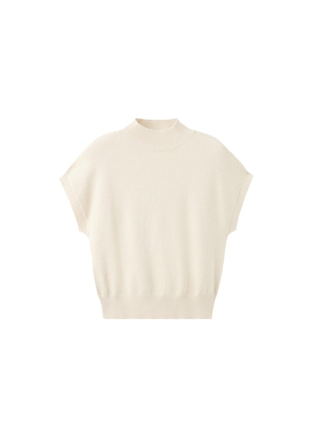 Beige Short-Sleeved Lurex Sweater, Gold, large image number 6