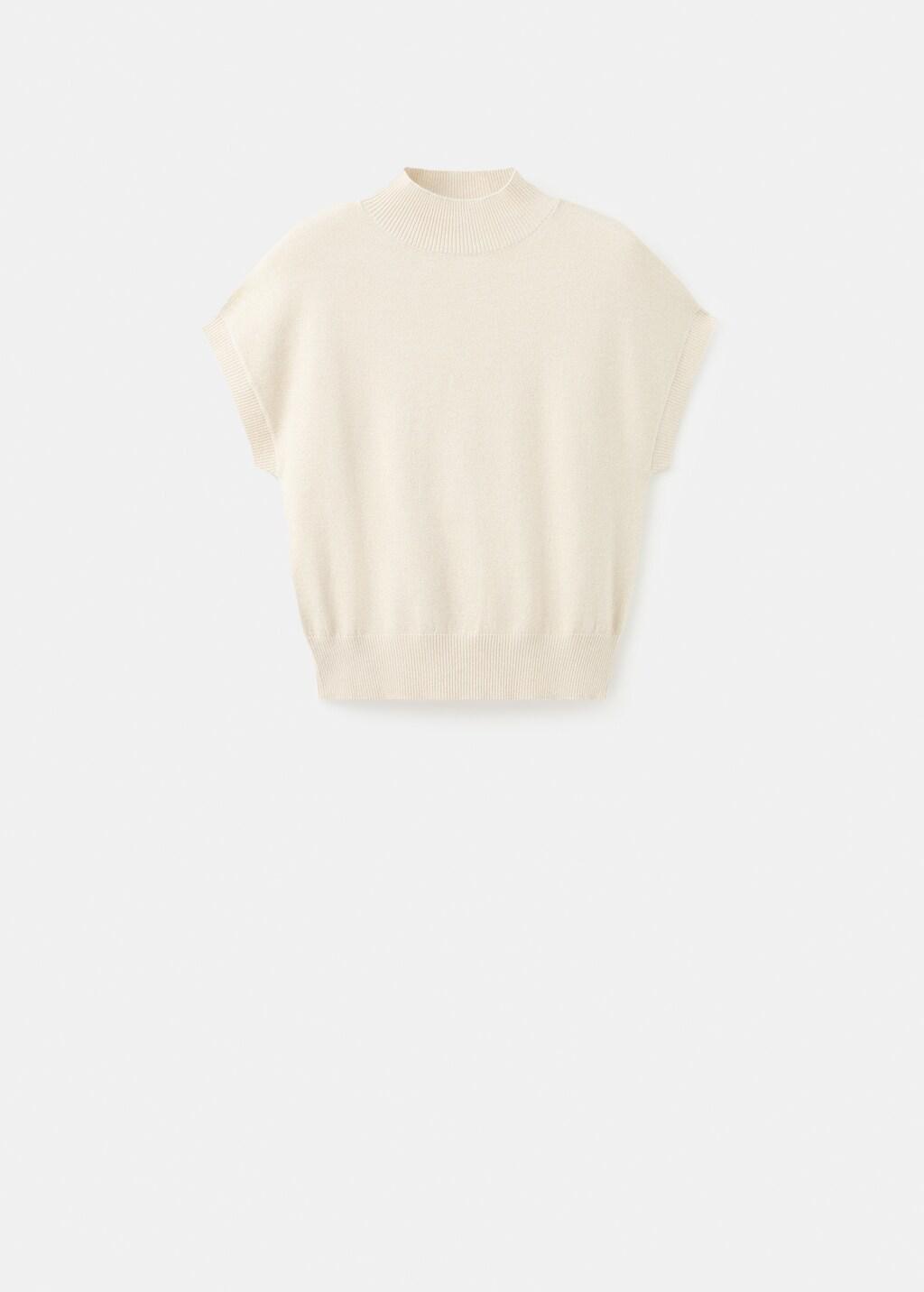Beige Short-Sleeved Lurex Sweater, Gold, large image number 7