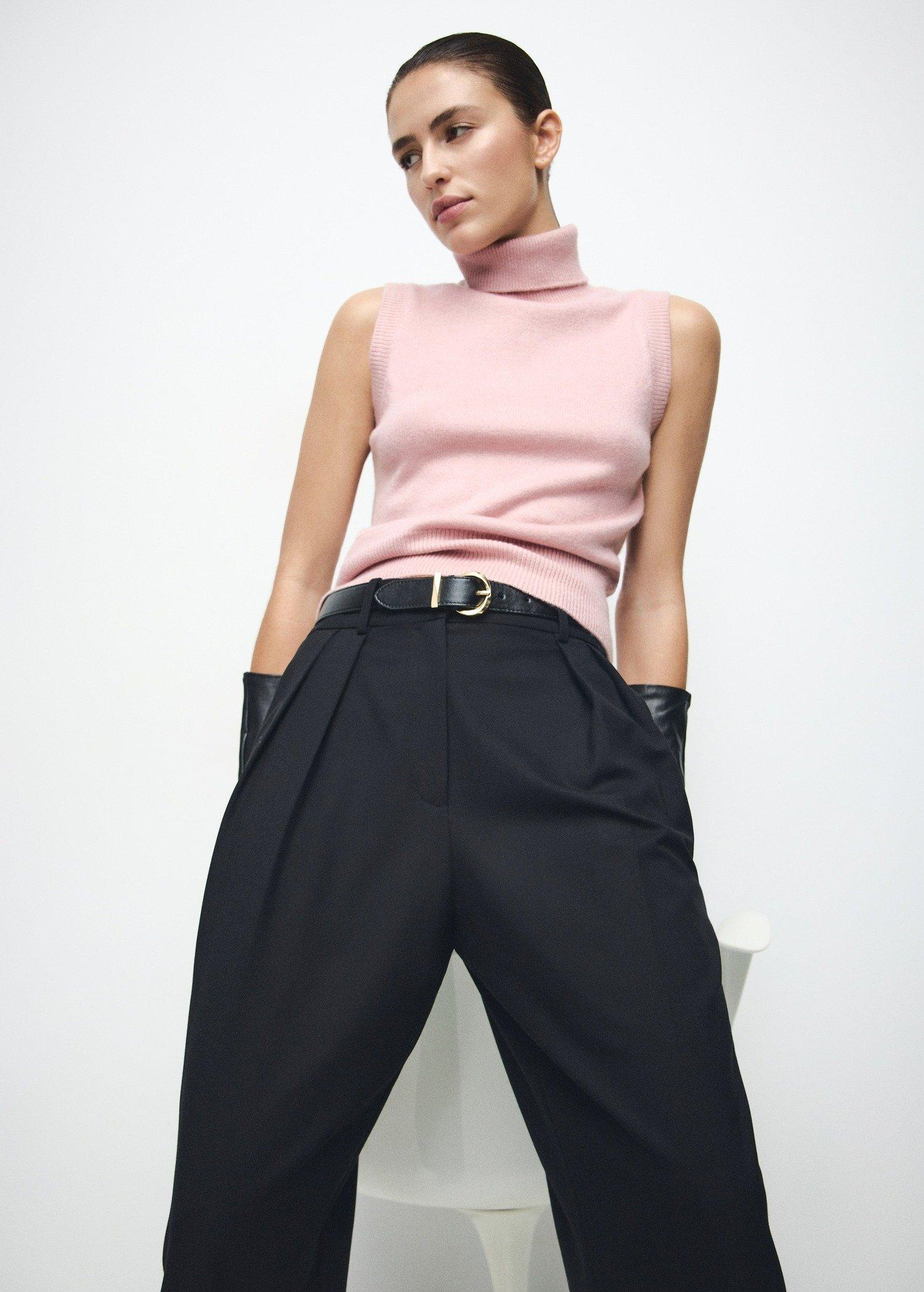 Pink Turtleneck Knit Top, 0201_05, large image number 3