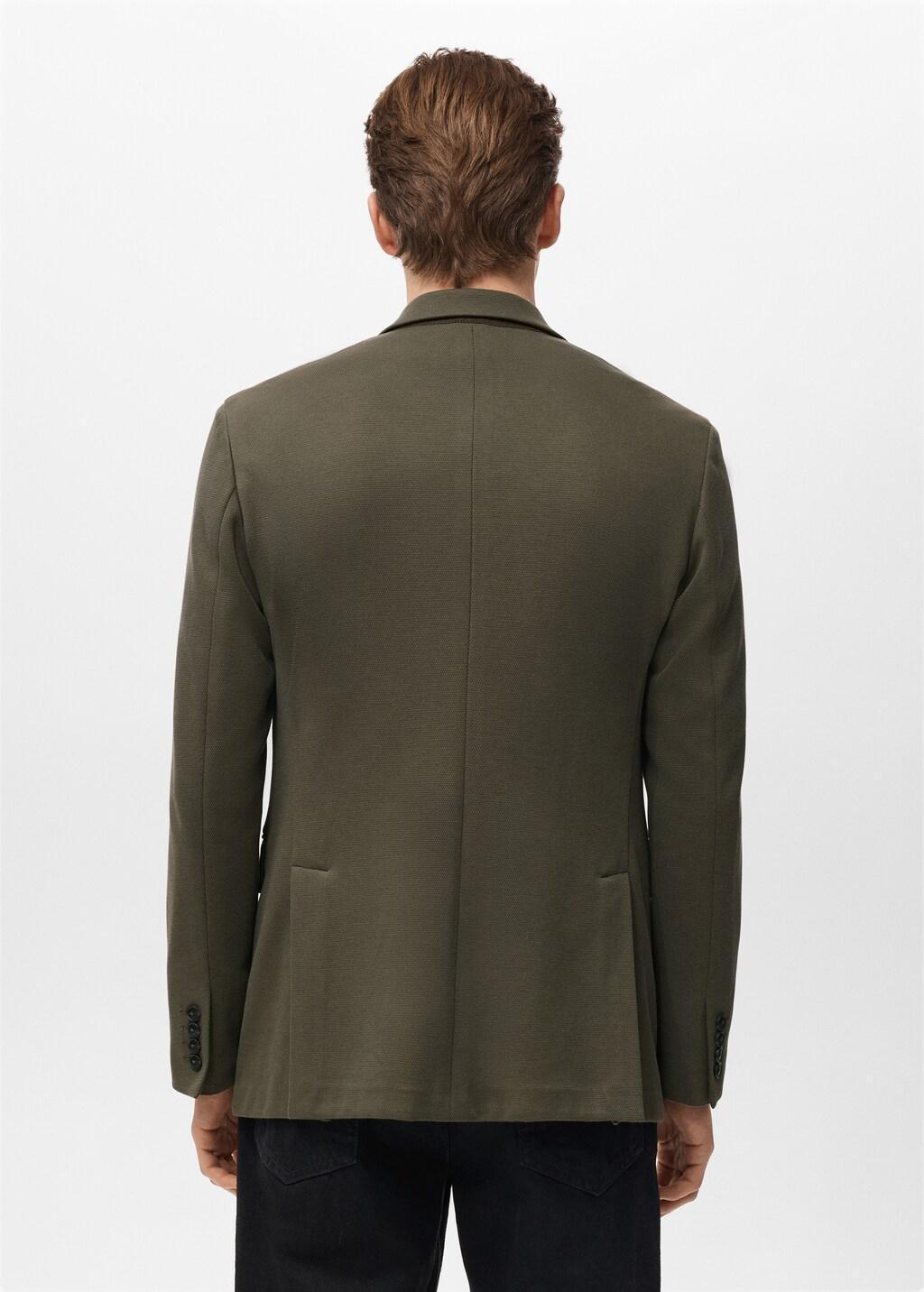 Khaki Slim-Fit Textured Jacket, Beige - Khaki, large image number 2