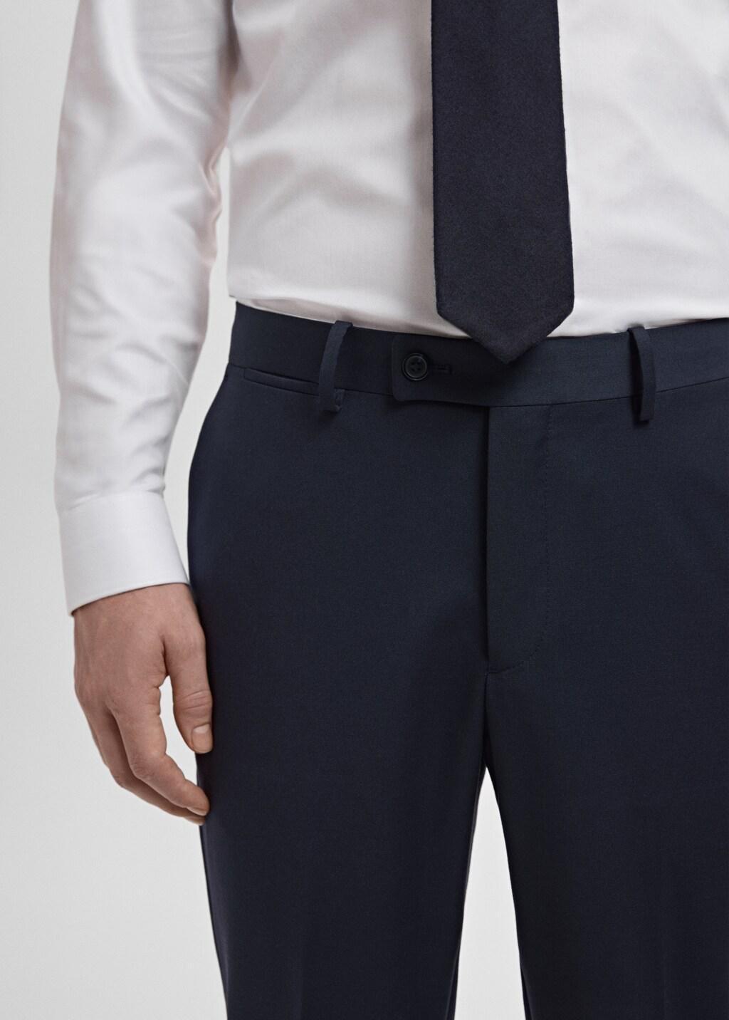 Navy Turin 100% Wool Suit Trousers, Navy, large image number 4