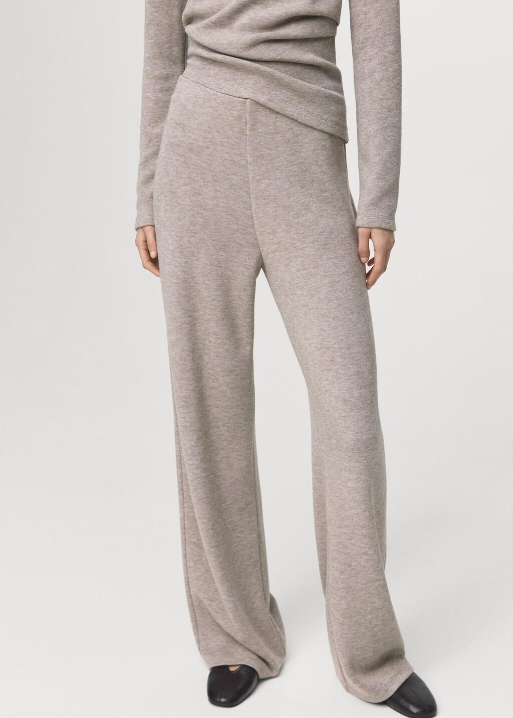 Beige Straight-Fit Trousers With Elastic Waist, Medium Brown, large image number 3