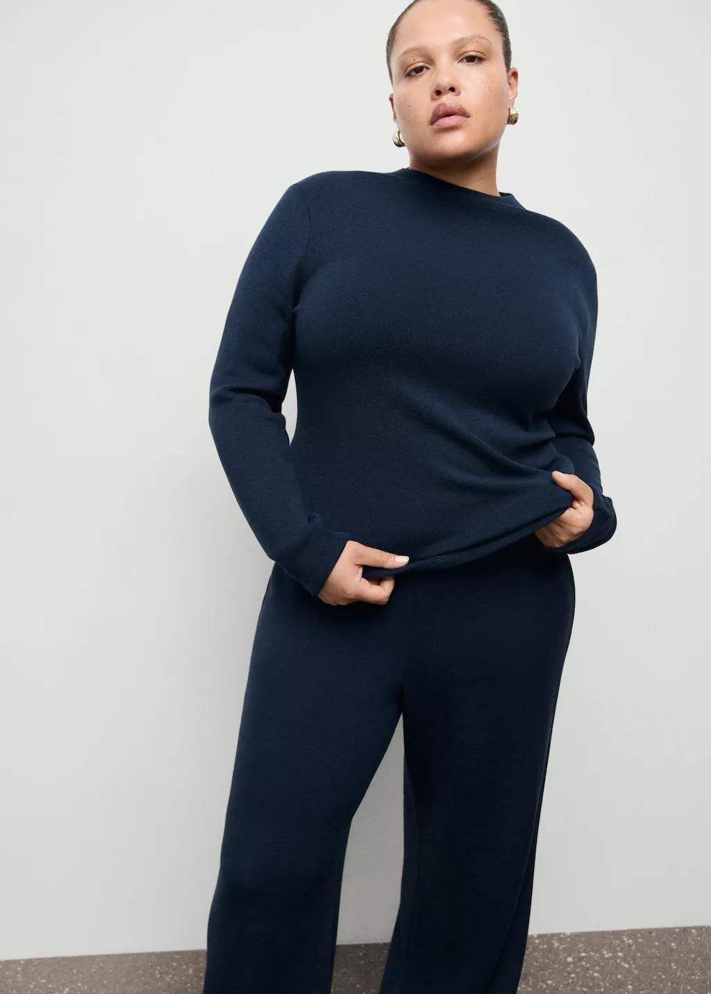 Navy Straight-Fit Trousers With Elastic Waist, 0201_56, large image number 6