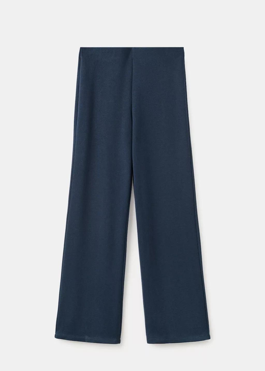 Navy Straight-Fit Trousers With Elastic Waist, 0201_56, large image number 9