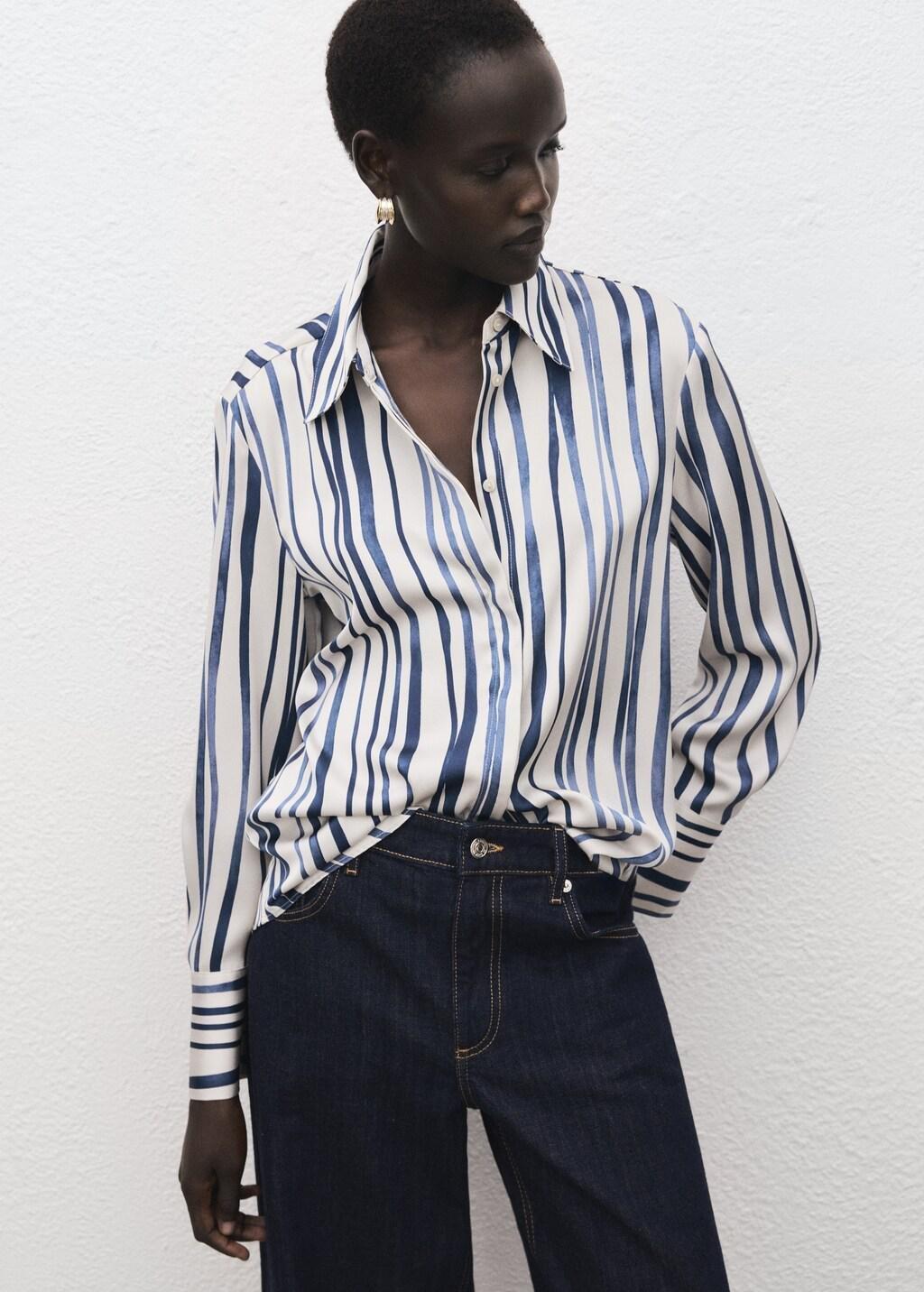 Navy Flowy Printed Shirt, Navy, large image number 3