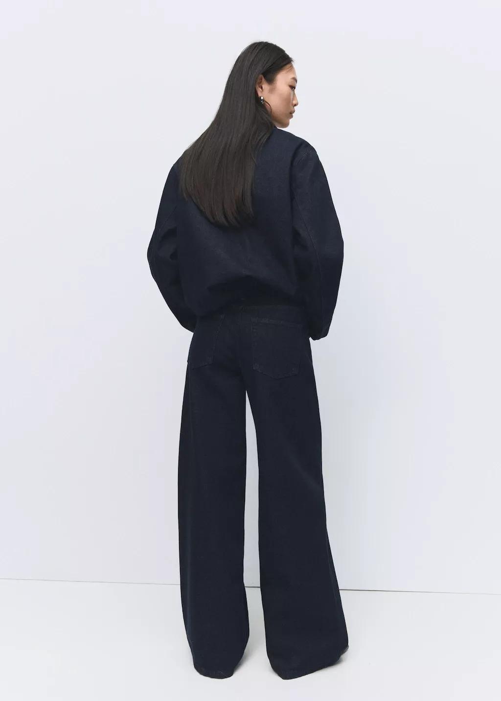 Blue High-Rise Wide-Leg Rinse-Wash Jeans, Open Blue, large image number 2