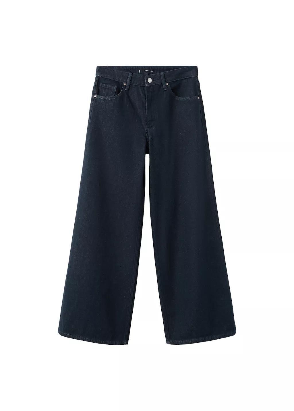 Blue High-Rise Wide-Leg Rinse-Wash Jeans, Open Blue, large image number 6