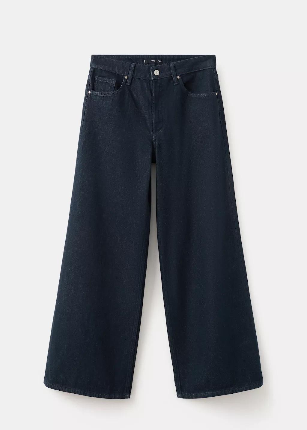 Blue High-Rise Wide-Leg Rinse-Wash Jeans, Open Blue, large image number 7
